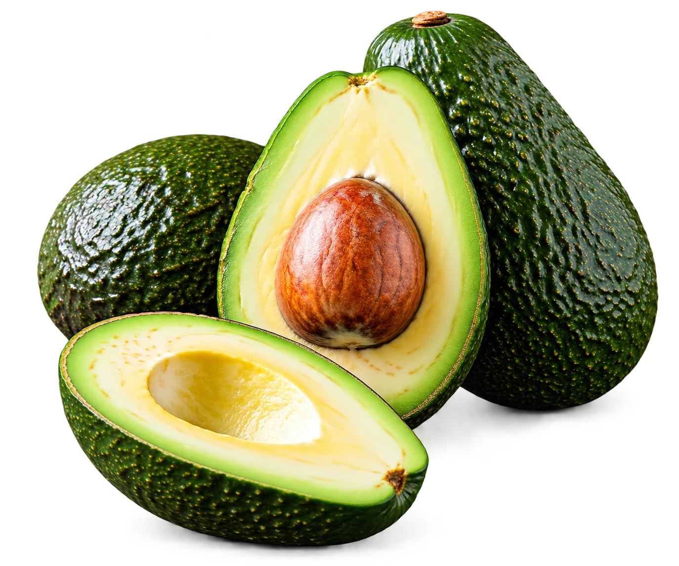 Aguacates Hass, enteros y abiertos