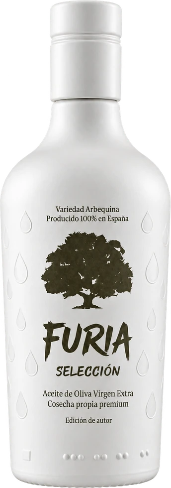 AOVE Arbequina Furia Selección, botella blanca
